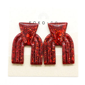 Taos Sparkle Stud Earrings in Red Glitter