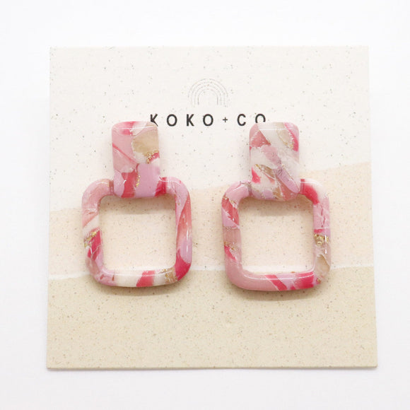 Telluride Mini Stud Earrings in Pink Stone