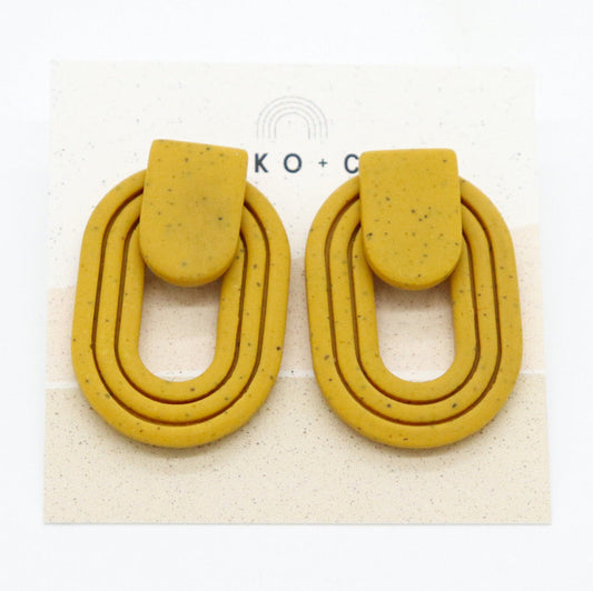 Aspen Stud Earrings - Oval Mustard