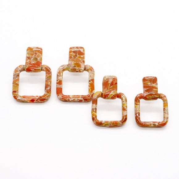 Telluride Stud Earrings in Orange Stone