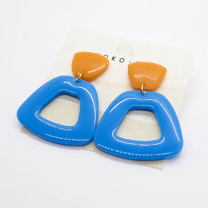 Marina Earrings in Bright Blue & Orange