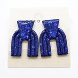 Taos Sparkle Stud Earrings in Blue Glitter