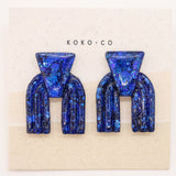 Taos Mini Sparkle Stud Earrings in Blue Glitter