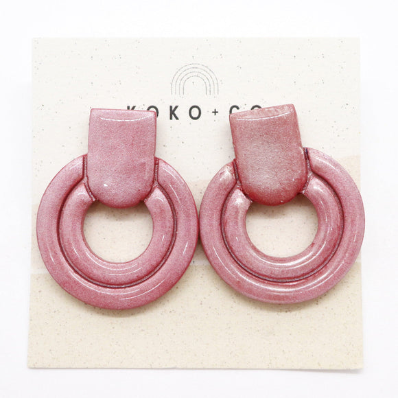 Whistler Sparkle Stud Earrings in Light Pink Shimmer