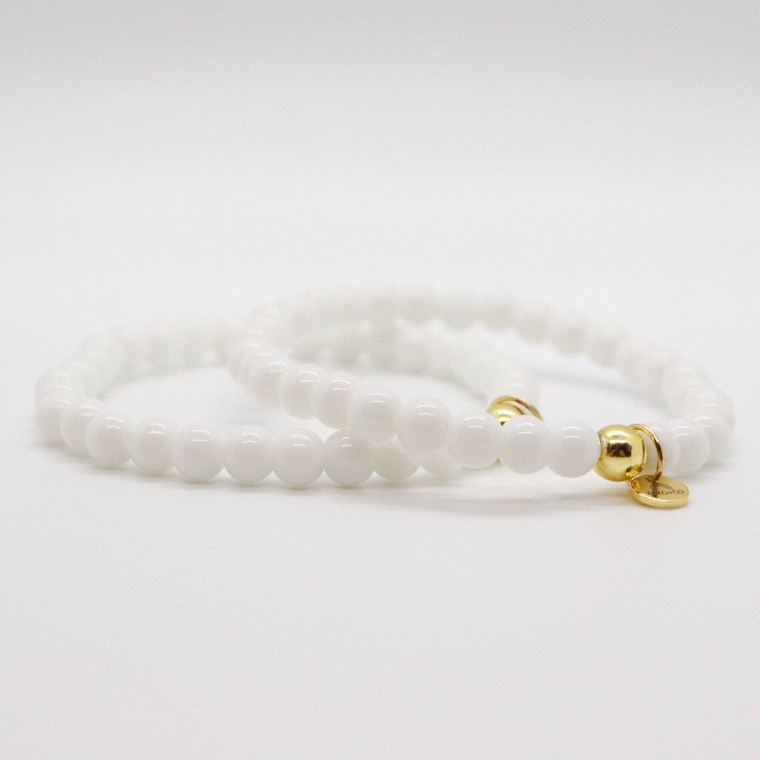 White Jade Bead Bracelet