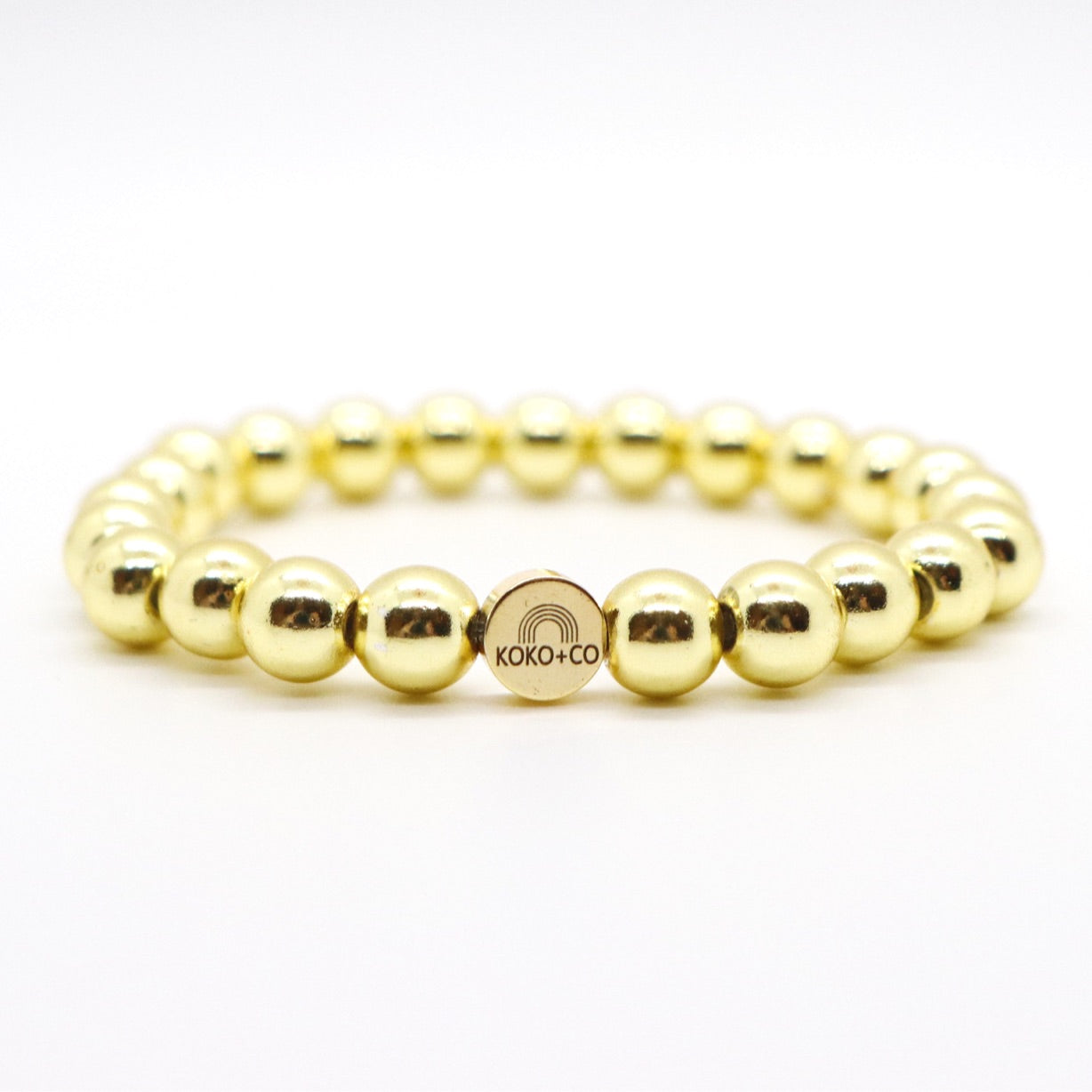 Smooth Gold Bead Bracelet - 8mm