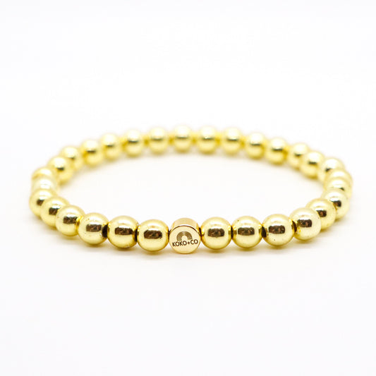 Smooth Gold Bead Bracelet - 6mm