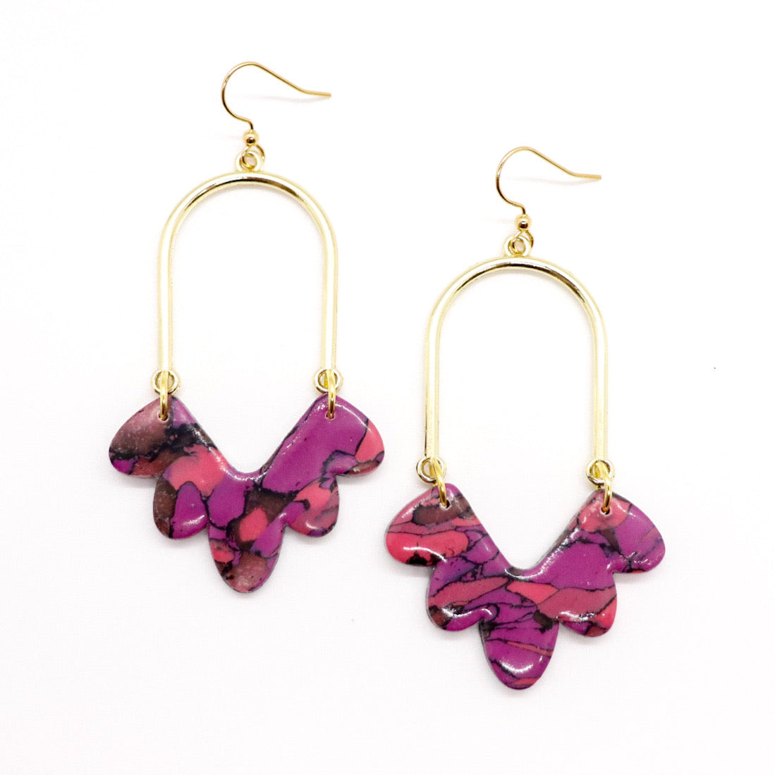 Ruffled Up Earrings in Faux Pink Turquoise