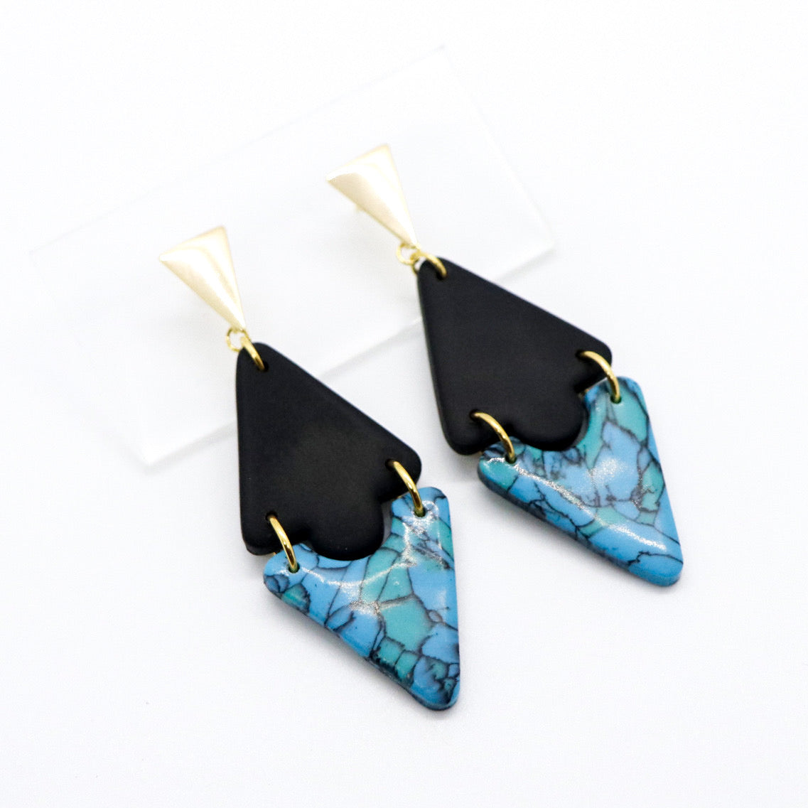Ophelia Earrings in Black & Faux Turquoise