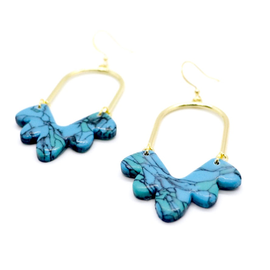 Ruffled Up Earrings in Faux Turquoise