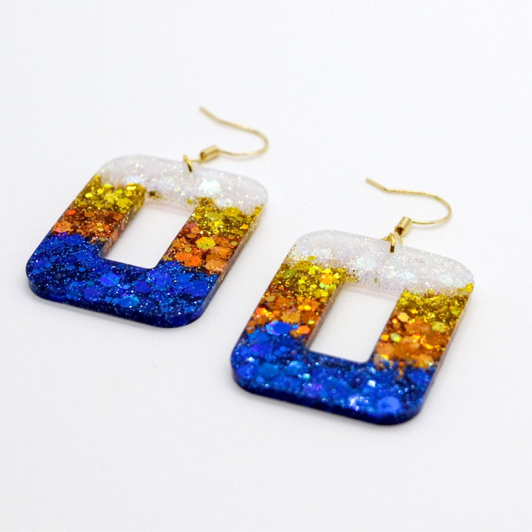 H-Town Rectangle Glitter Earrings