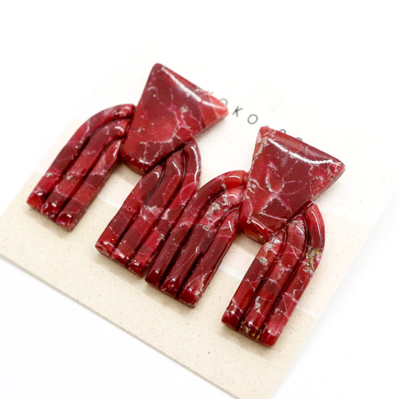Taos Stud Earrings in Red Stone