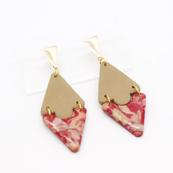 Ophelia Earrings in Tan & Faux Red Jasper