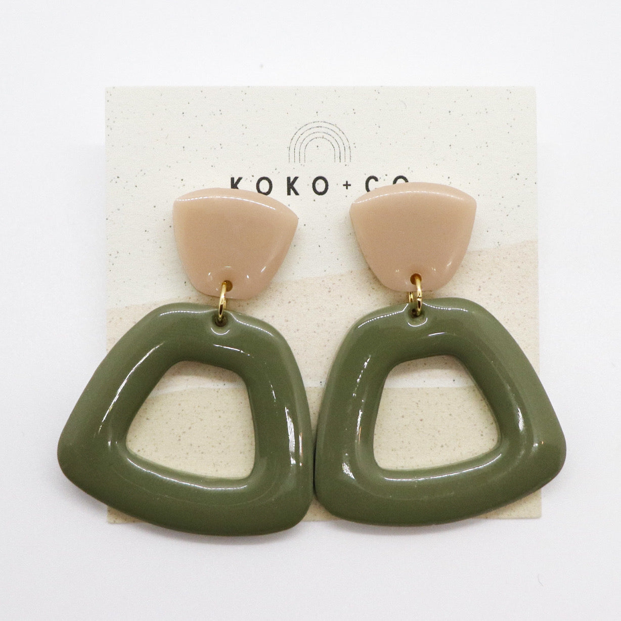 Marina Earrings Army Green & Tan