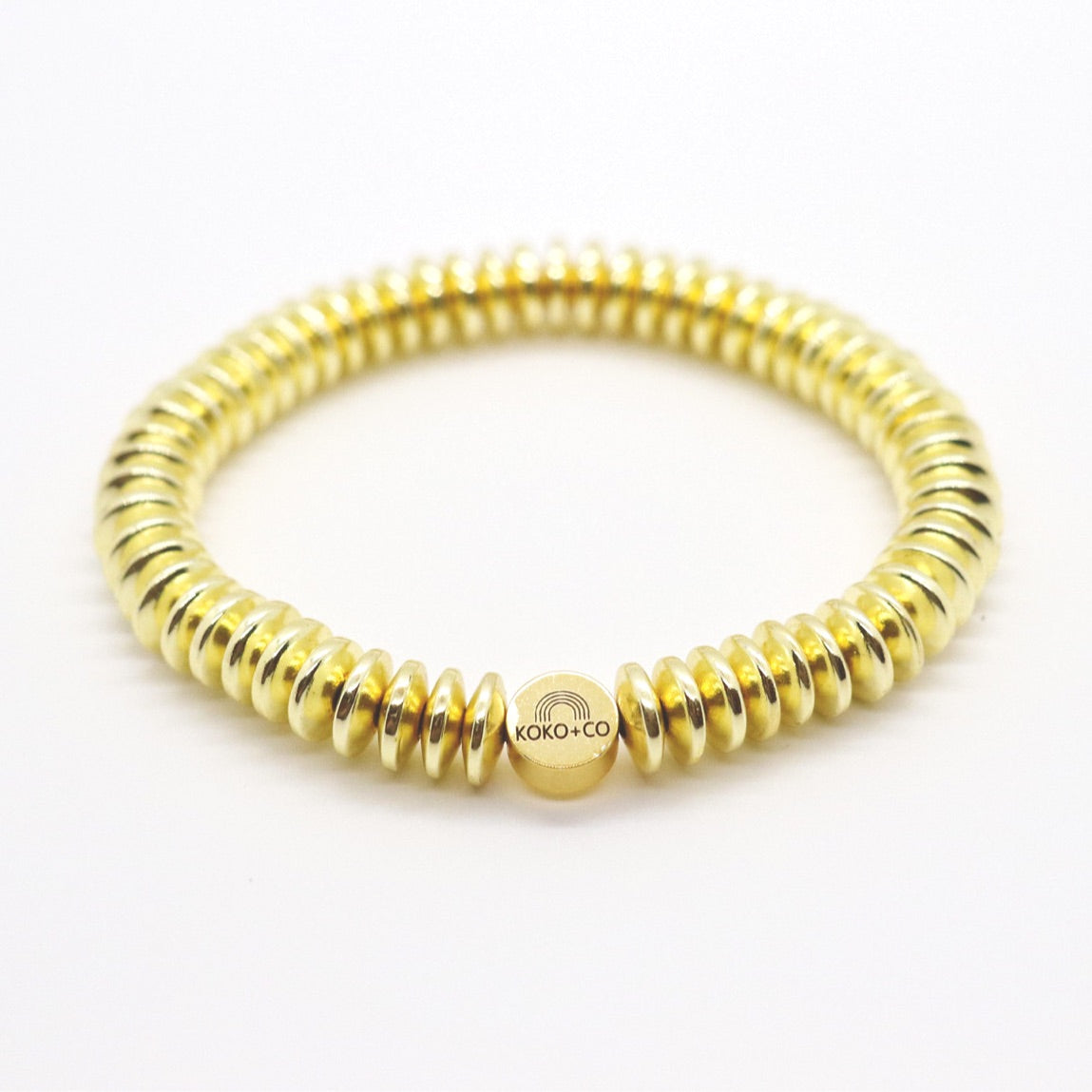 Gold Saucer Bead Bracelet